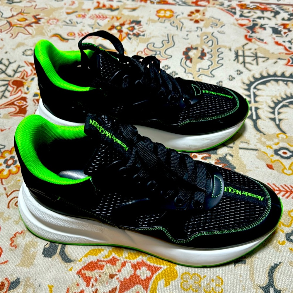Alexander McQueen Black and Neon Green Sneakers